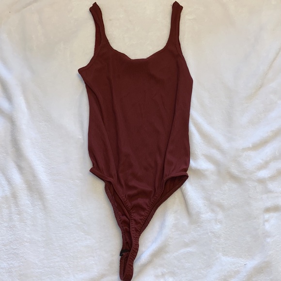 Chocolate Square Neck Rib Sleeveless Bodysuit - Picture 4 of 4